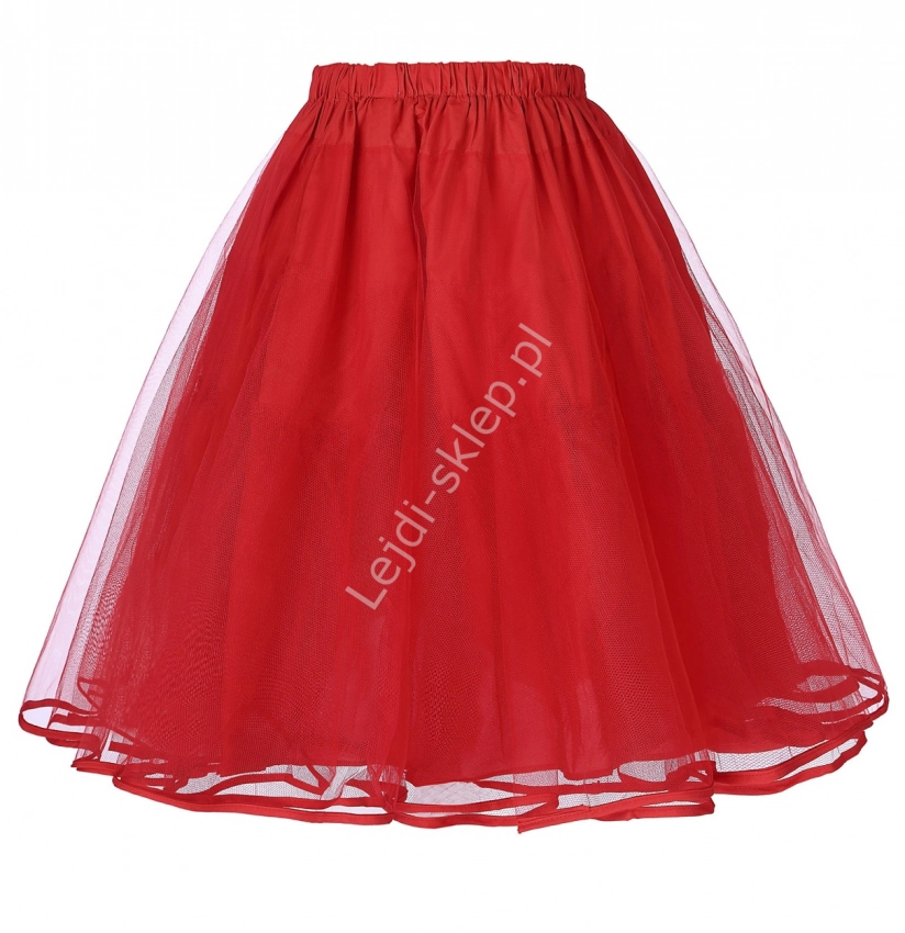 Czerwona tiulowa halka z krynolinowym spodem, trzymająca kształt spódnic i sukienek 229