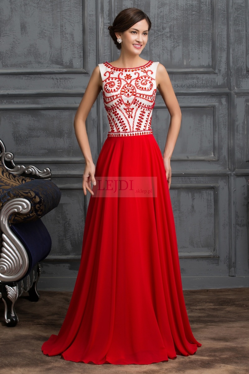 Czerwona sukienka wieczorowa, na wesele