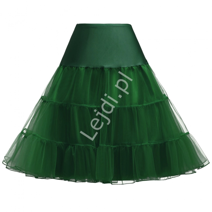 Spódnica w kolorze butelkowej zieleni, halka pod sukienkę pin-up
