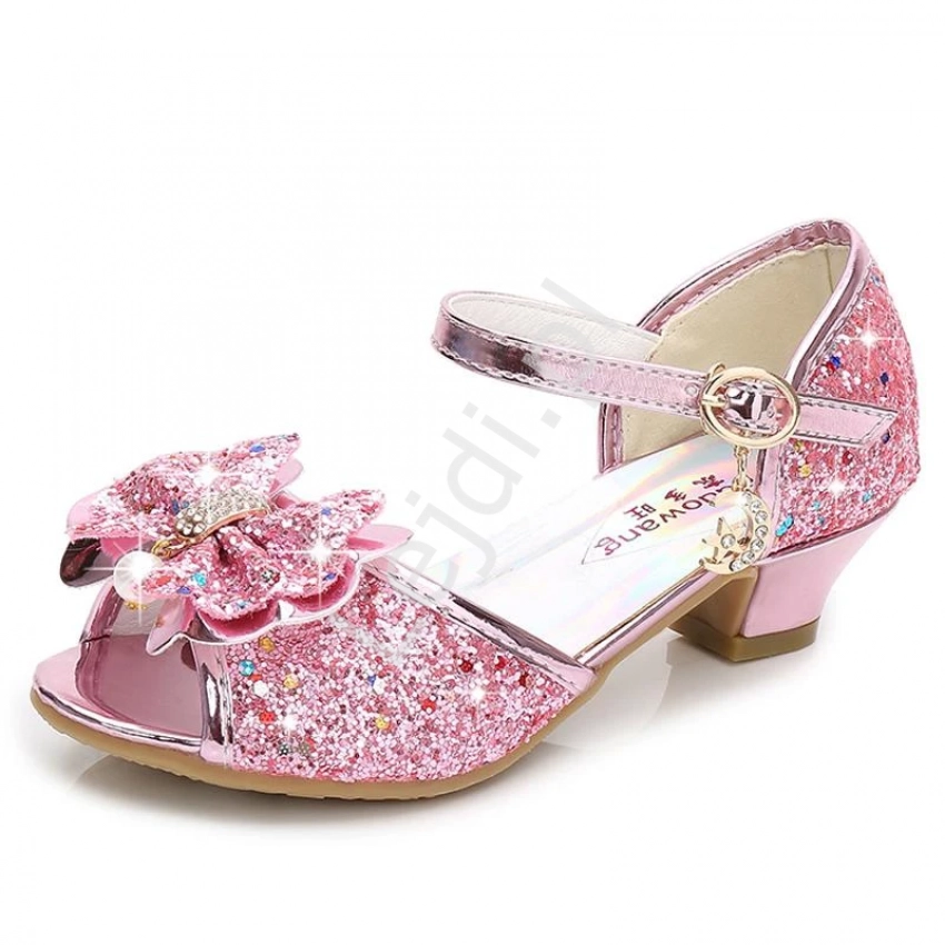 Różowe  brokatowe buty dla dziewczynki z kryształkami sandały dla dziewczynki 1788