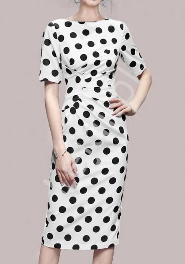 Sukienka ołówkowa w kropki retro style 1416