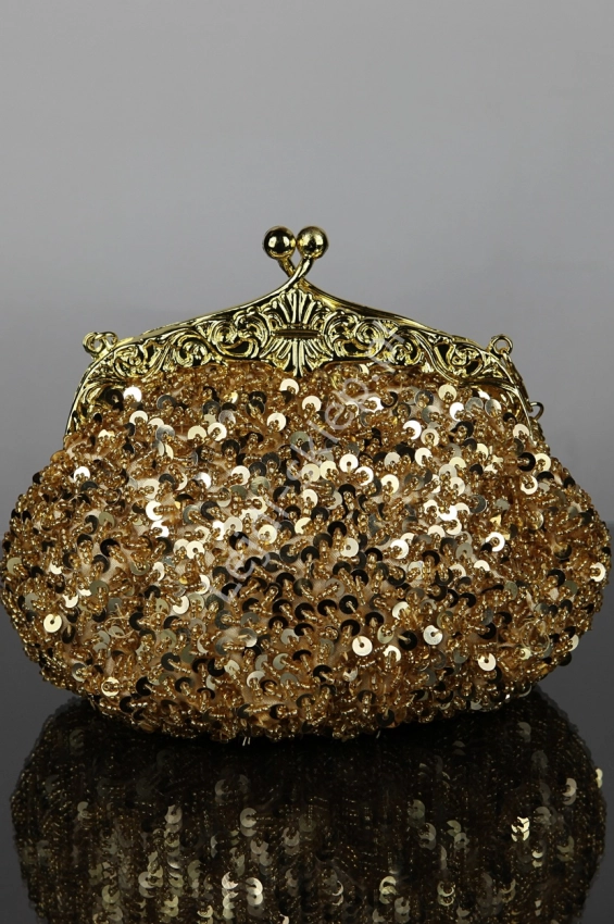 Złota torebka w stylu retro - hand made