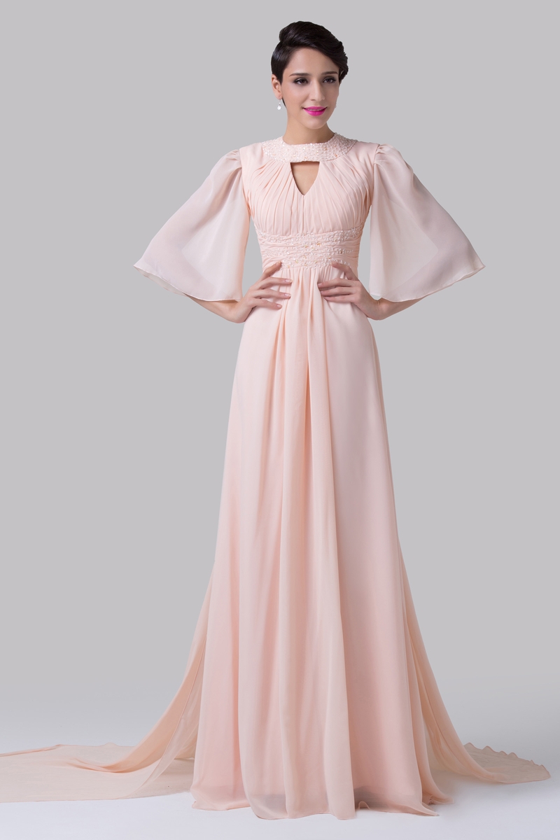 Szyfonowa suknia w stylu retro. SUknia z koralikami i cekinami. Suknia