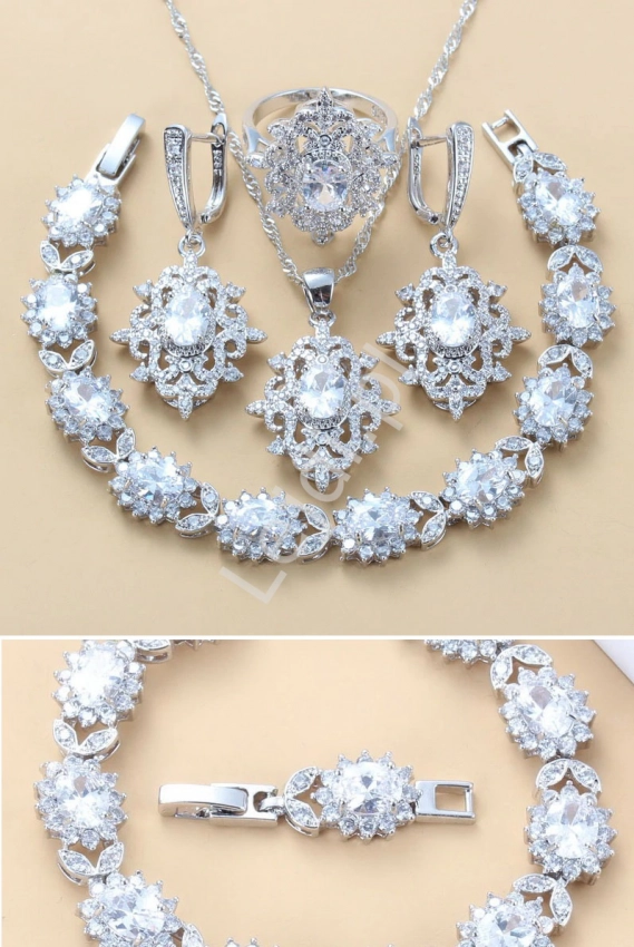 4 częściowa biżuteria ślubna w stylu retro, wiktoriańskim