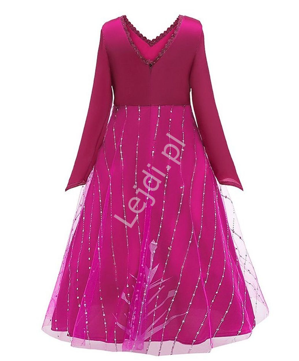 Amarantowa suknia Elsy z Krainy Lodu, karnawałowy strój dla dziewczynki