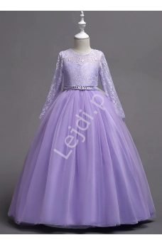 Balowa suknia dziecięca dla dziewczynki w kolorze jasnego fioletu 023