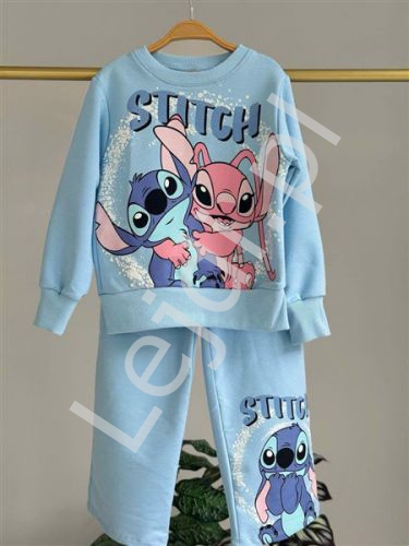 Bawełniany dres Stitch, bluza i spodnie z szerokimi nogawkami
