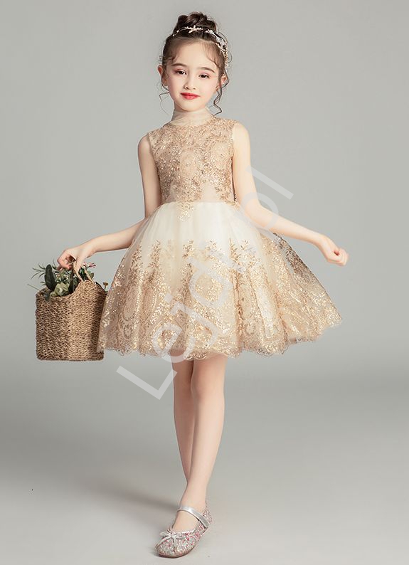sukienka z brokatem na wesele dla dziewczynki