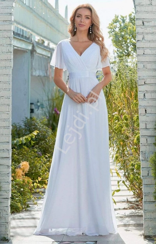 Biała ślubna sukienka romantyczna, elegancka suknia ślubna 9890