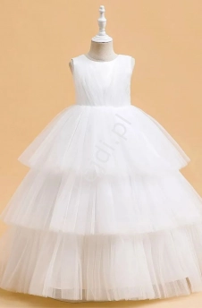 Biała sukienka dla dziewczynki na komunię, dla małej druhny