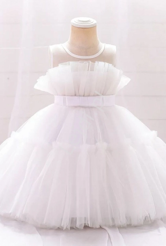Biała sukienka dla dziewczynki z miękkiego tiulu