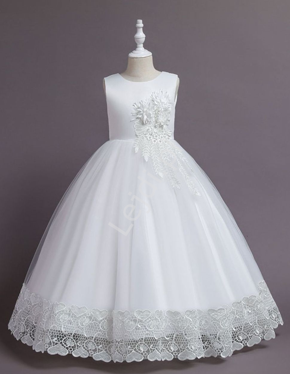Biała sukienka na komunię, długa sukienka dla dziewczynki R001