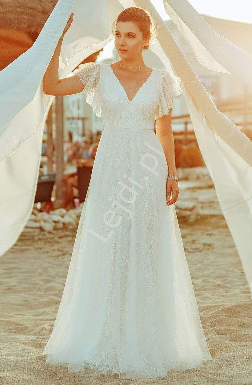 Biała suknia ślubna koronkowa sukienka