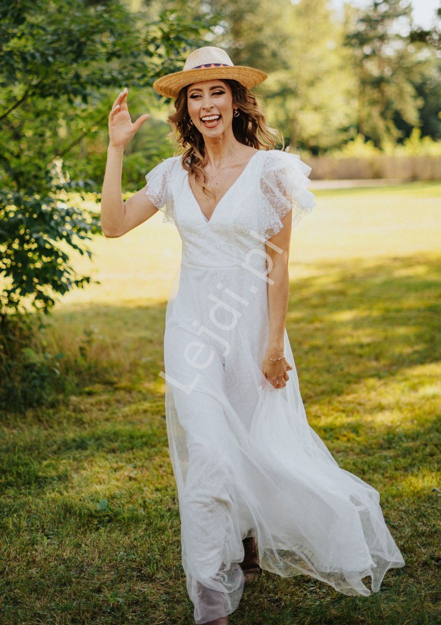 Biała suknia ślubna koronkowa sukienka plus size 0857