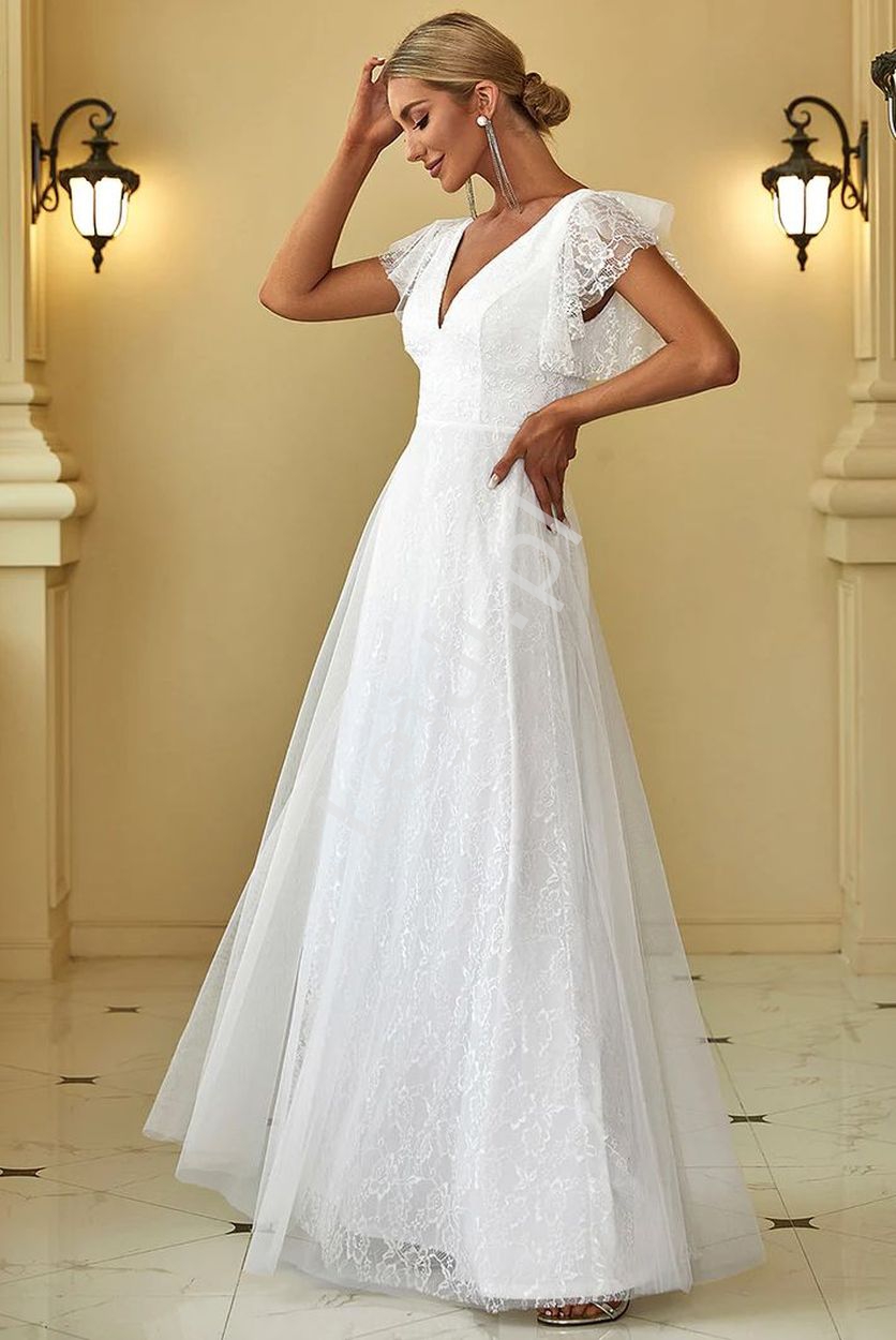  Biała suknia ślubna koronkowa sukienka plus size