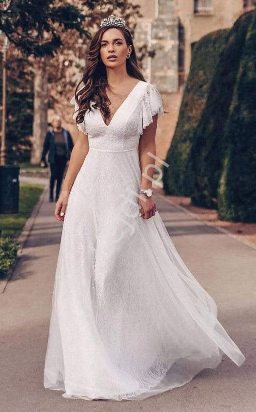 Biała suknia ślubna koronkowa sukienka plus size 0857
