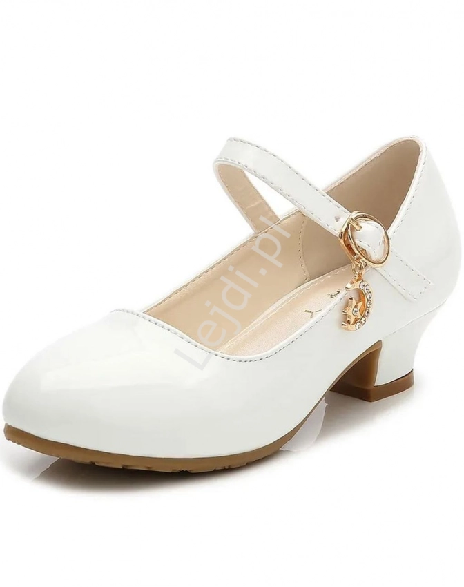 Białe buty dla dziewczynki, komunijne buty na obcasiku B666