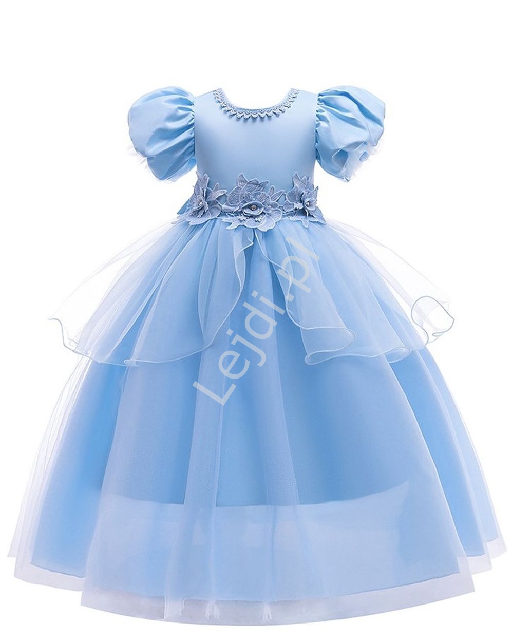 Błękitna dziecięca sukienka księżniczki, karnawałowa sukienka Kopciuszka