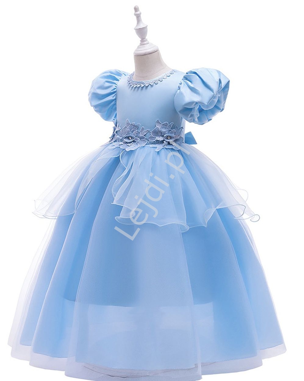 Błękitna dziecięca sukienka księżniczki, karnawałowa sukienka Kopciuszka