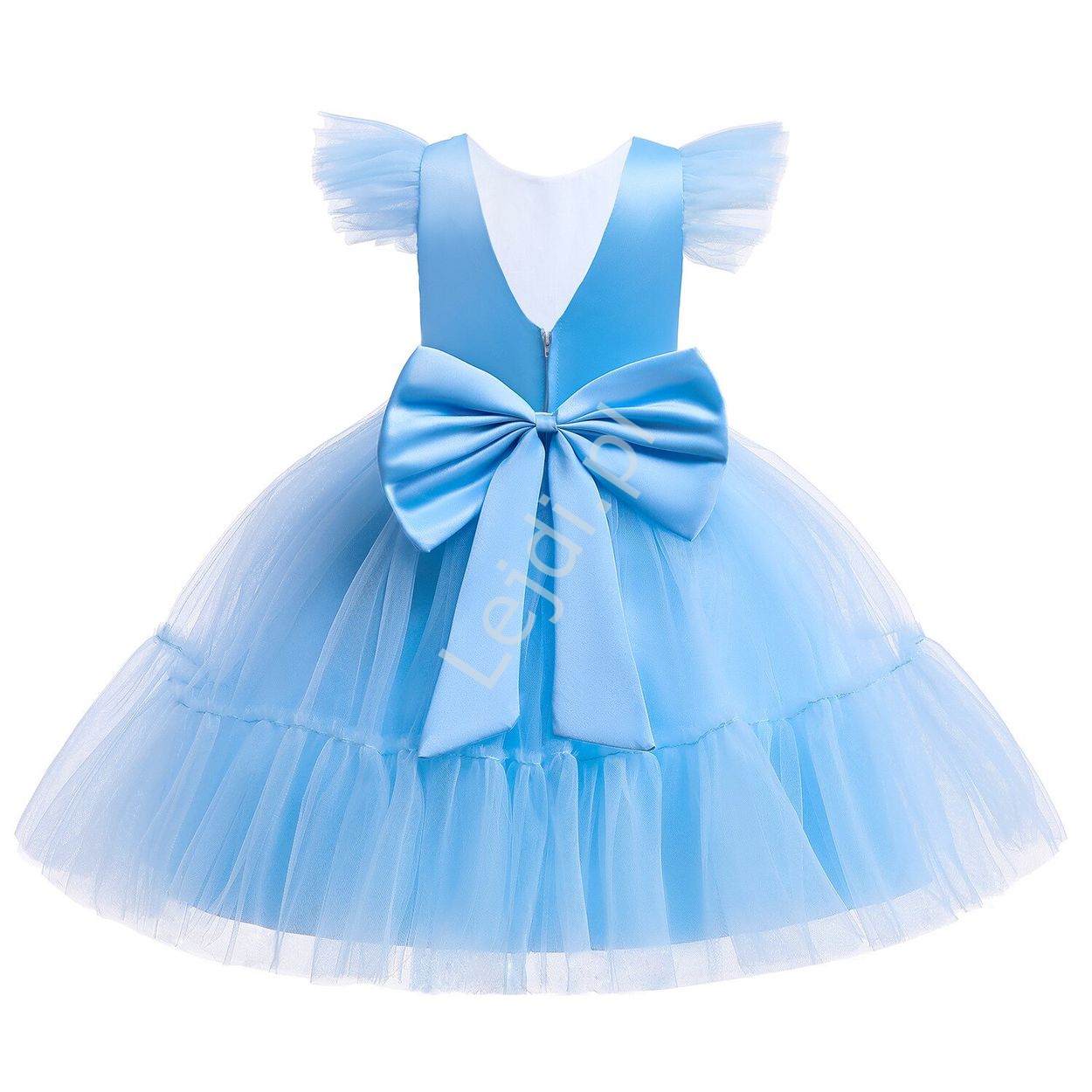 Błękitna sukienka dla dziewczynki z tiulową spódnicą