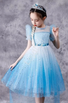 Błękitna sukienka Frozen z pelerynką, strój karnawałowy Elsy z Krainy Lodu