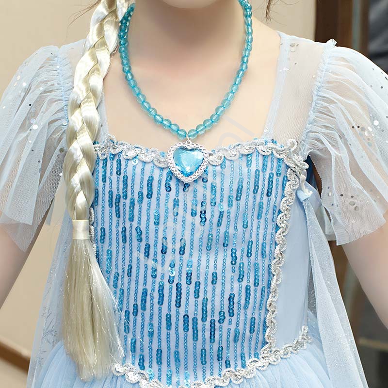 Błękitna sukienka księżniczki z peleryną, strój karnawałowy Elsa z Krainy Lodu
