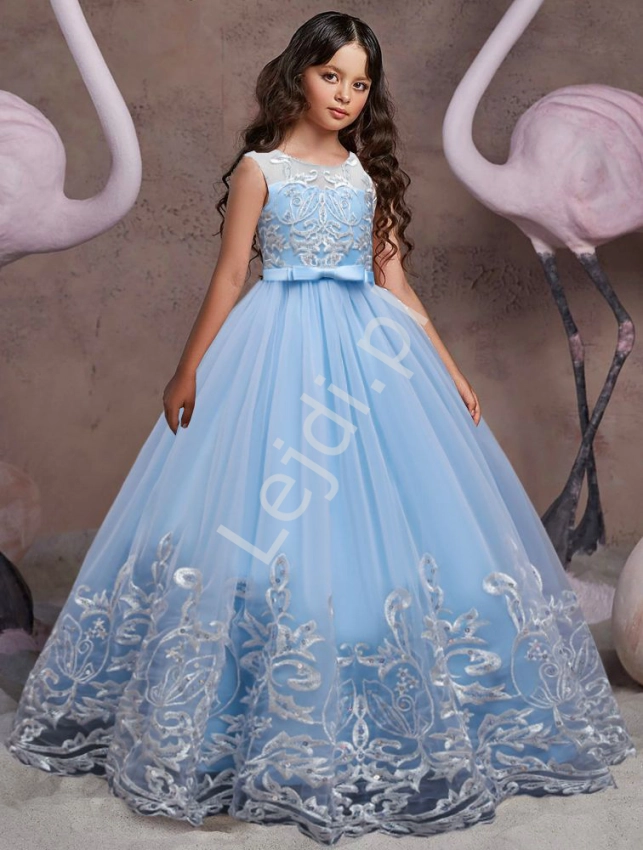 Błękitna suknia dla dziewczynki na wesele, na bal 9101