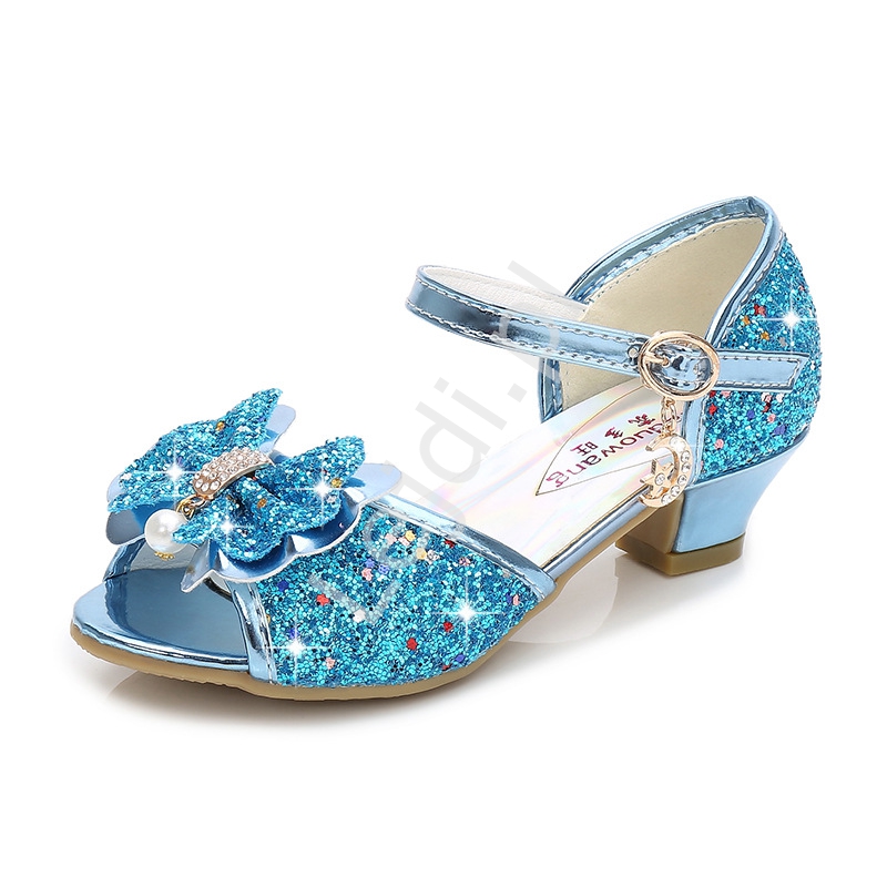 Błękitne  brokatowe buty dla dziewczynki z kryształkami sandały dla dziewczynki 1788