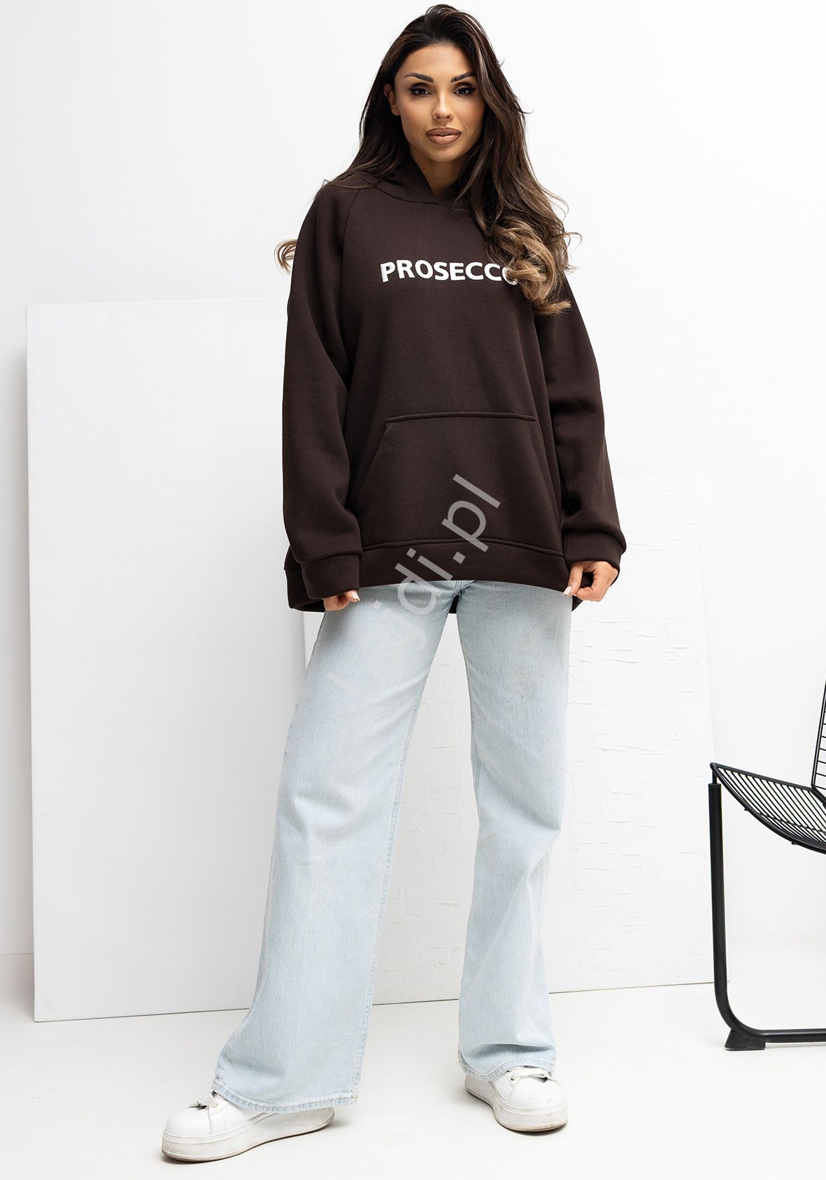 Brązowa bluza damska z kapturem Prosecco A1034.26