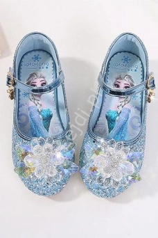 Brokatowe niebieskie buty z kryształkami na obcasiku Frozen, Kraina Lodu, Elza 1788-22