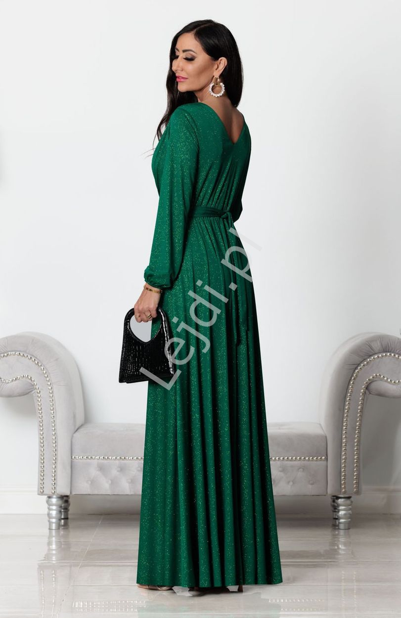 elegancka sukienka butelkowo zielona