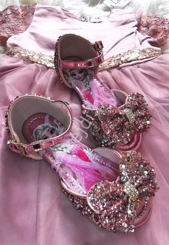 Buty dla dziewczynki z kryształkami Frozen, Kraina Lodu Elsa, różowe