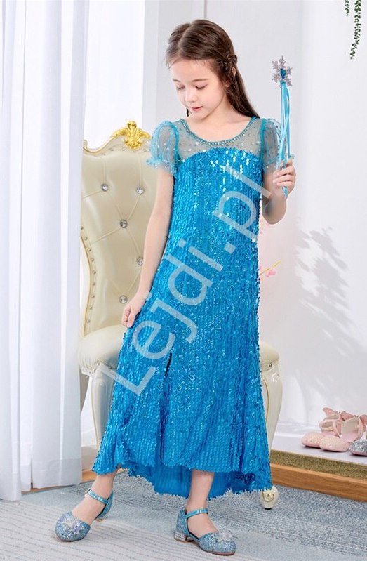 sukienka z cekinami niebieska elza