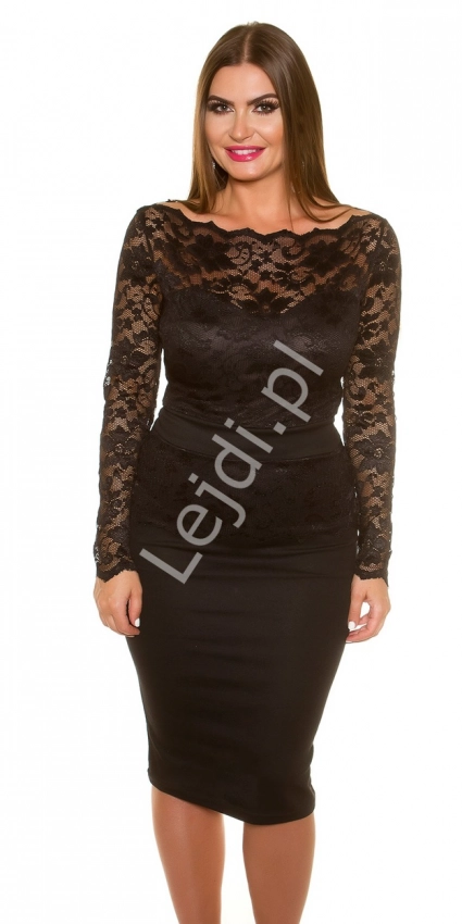 Czarna elegancka sukienka koronkowa plus size 334p -5 duże rozmiary