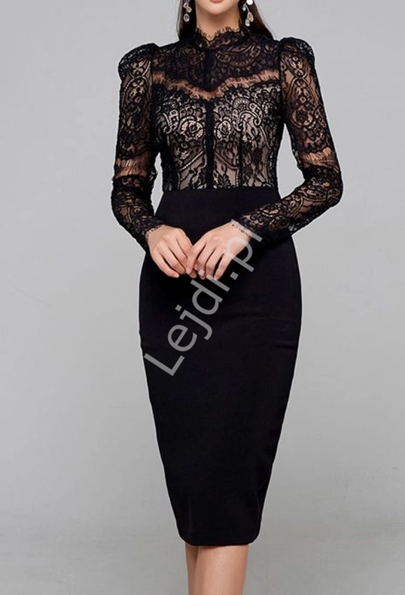 Czarna elegancka sukienka ołówkowa 7060
