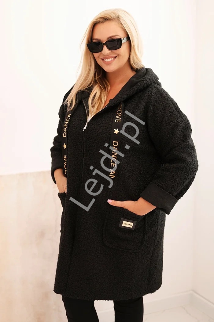 Czarna kurtka , płaszcz baranek Plus Size Dance 5275