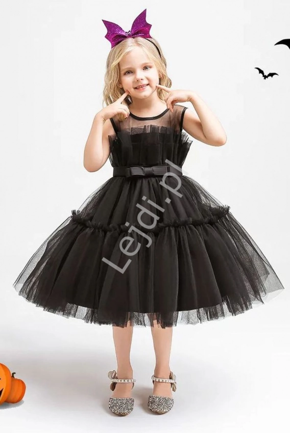 Czarna sukienka dla dziewczynki na bal, na przyjęcia, tiulowa sukienka Wednesday 2099