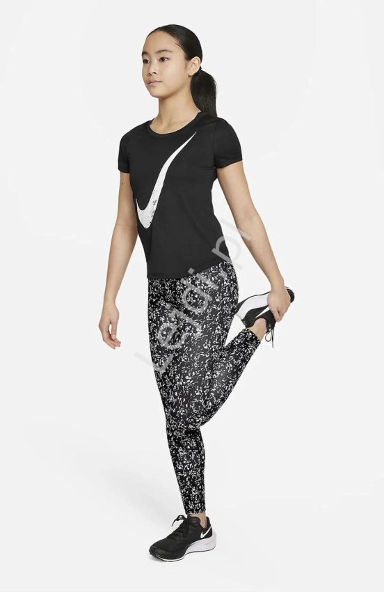 Czarne legginsy dziecięce Nike w czarno białe wzory, Dri-Fit Icon One Luxe All