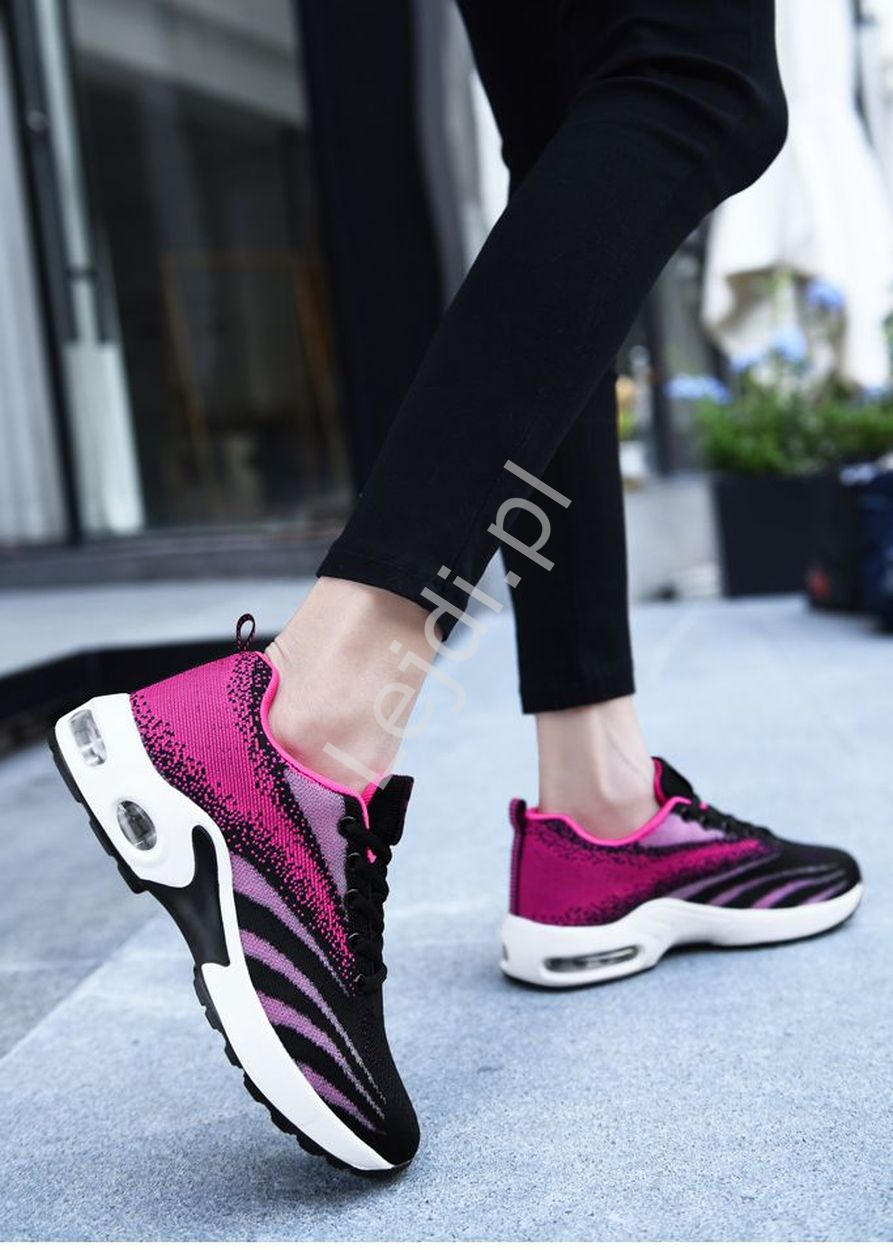 Czarno różowe adidasy, damskie buty sportowe