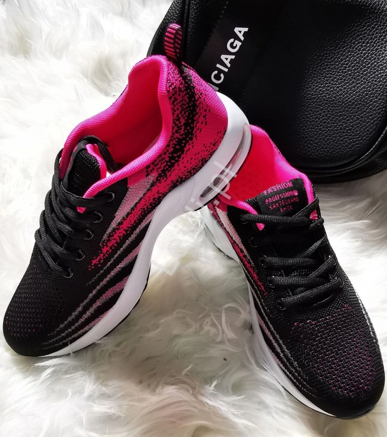 Czarno różowe adidasy, damskie buty sportowe ombre 7796