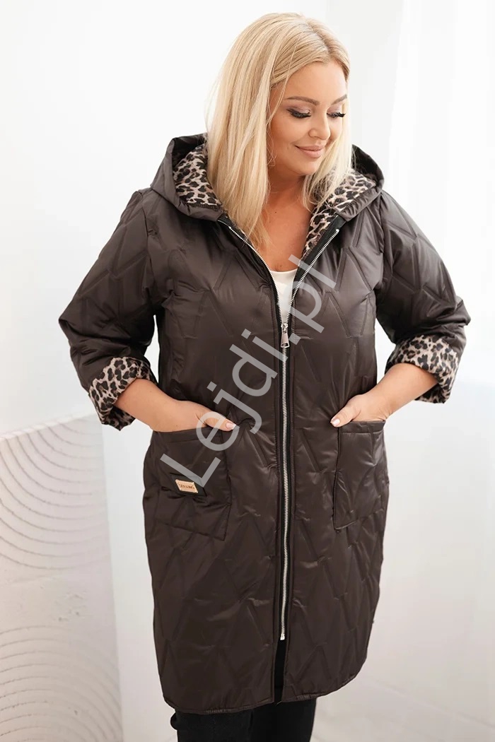 Czekoladowa kurtka damska pikowana Plus Size 5613
