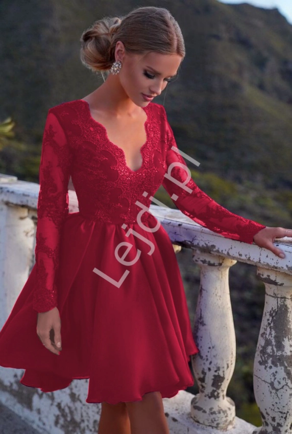 Czerwona krótka sukienka wieczorowa Karla