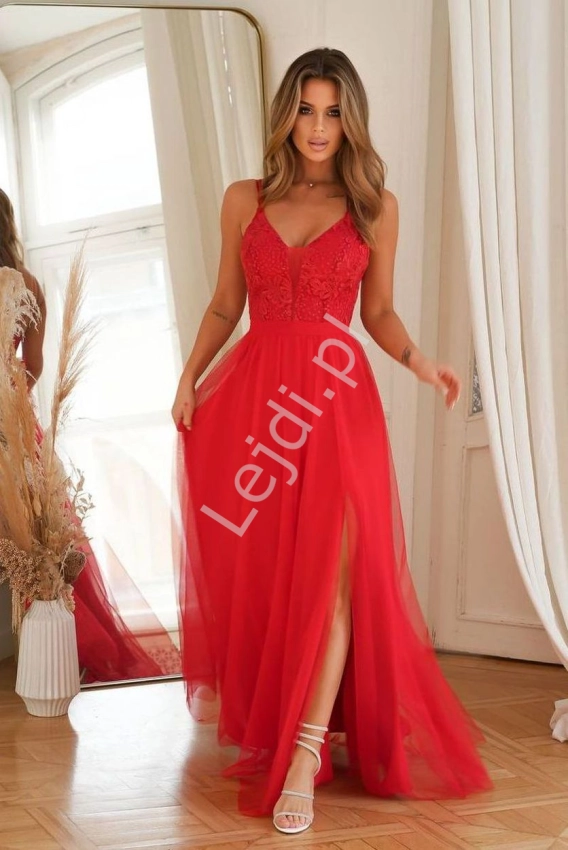 Czerwona sukienka na wesele, na studniówkę, na bale HB300