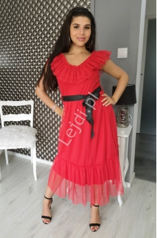 Czerwona sukienka tiulowa w kropki, Tiana