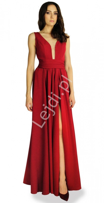 Czerwona sukienka wieczorowa na wesele, na studniówkę, m371