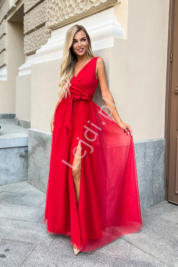 Czerwona suknia na studniówkę, wesele, sylwestra HB248