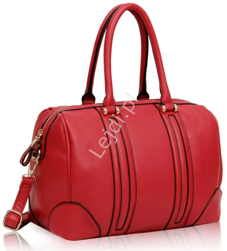 Czerwona torebka damska, czerwony kuferek na ramię 0222