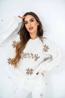 biały sweter świąteczny
