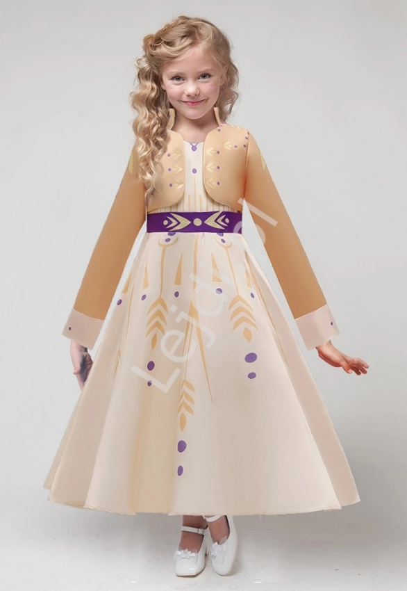 Długa sukienka Kraina Lodu 2, przebranie karnawałowe Anna Frozen
