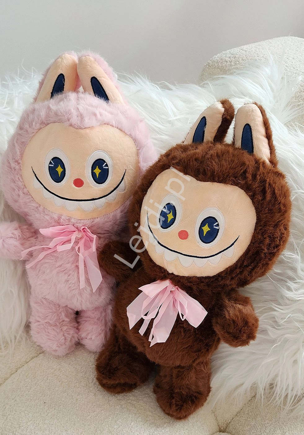 Duża maskotka Labuubu 45cm z mięciutkim futerkiem jasny róż